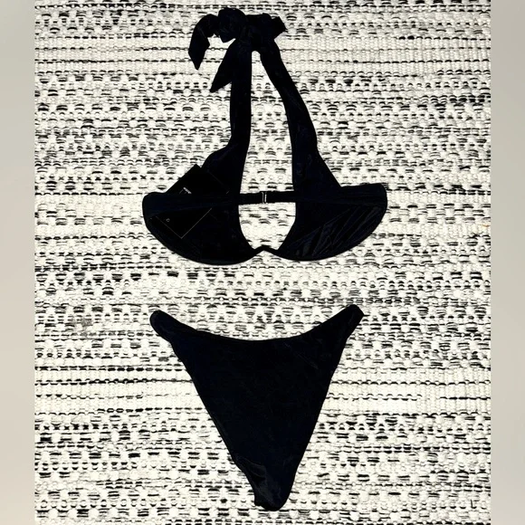 🆕 2/$75 NWT Naked Wardrobe | 2 Piece Underwire Halter Bikini | Black | Large - Picture 4 of 10